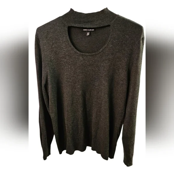 Cable & Gauge Charcoal Gray Lightweight Sweater U-Opening In Front Cowl Neck - Picture 1 of 5